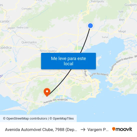 Avenida Automóvel Clube, 7988 (Depósito Casas Bahia) to Vargem Pequena map