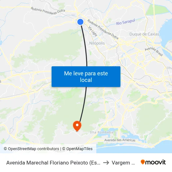 Avenida Marechal Floriano Peixoto (Estação De Nova Iguaçu) to Vargem Pequena map