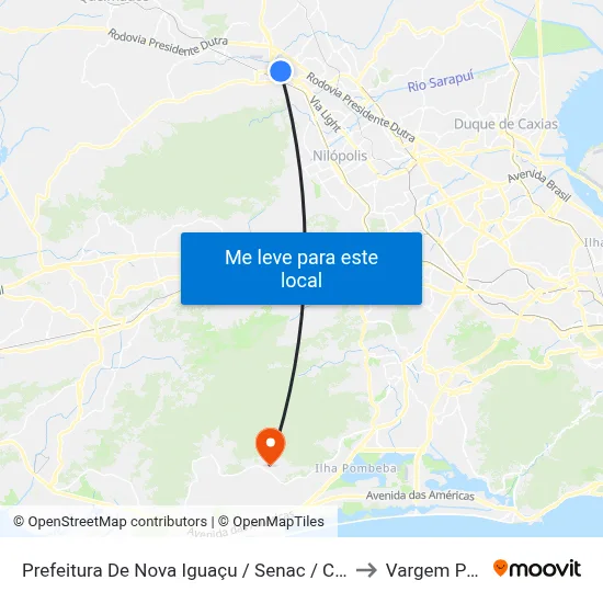 Prefeitura De Nova Iguaçu / Senac / Cemitério Municipal to Vargem Pequena map