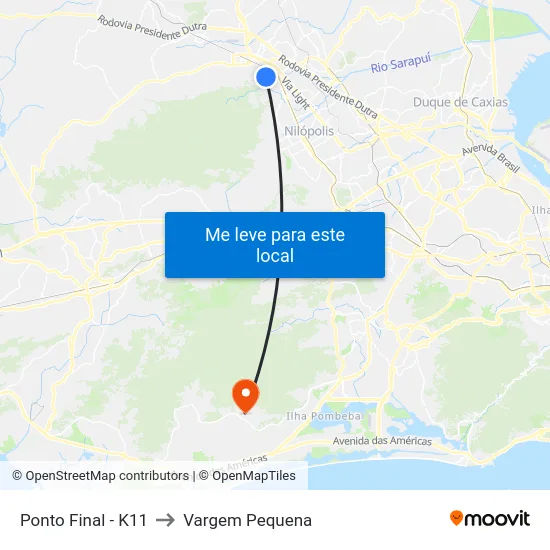 Ponto Final - K11 to Vargem Pequena map