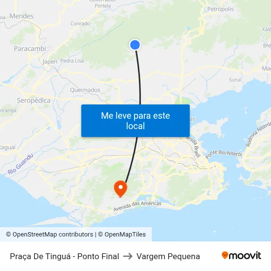 Praça De Tinguá - Ponto Final to Vargem Pequena map