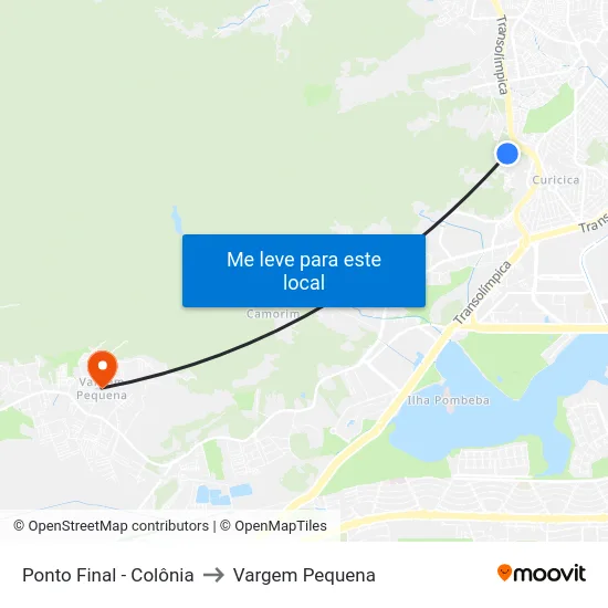 Ponto Final - Colônia to Vargem Pequena map
