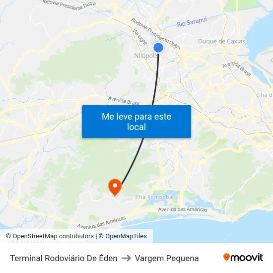 Terminal Rodoviário De Éden to Vargem Pequena map