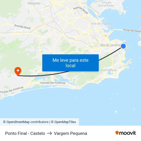 Ponto Final - Castelo to Vargem Pequena map