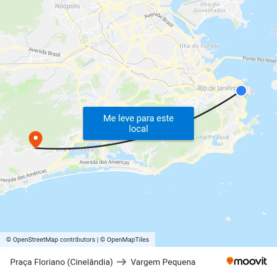 Praça Floriano (Cinelândia) to Vargem Pequena map