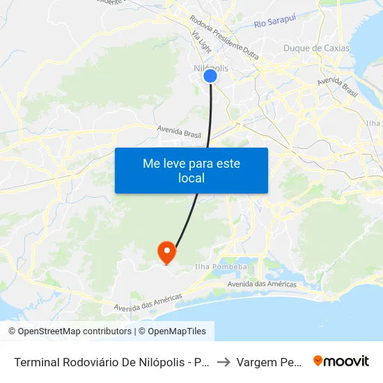 Terminal Rodoviário De Nilópolis - Plataforma C to Vargem Pequena map