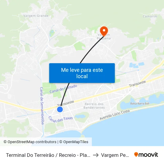 Terminal Do Terreirão / Recreio - Plataforma A2 to Vargem Pequena map