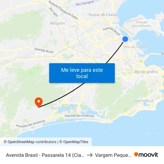 Avenida Brasil - Passarela 14 (Ciaga) to Vargem Pequena map