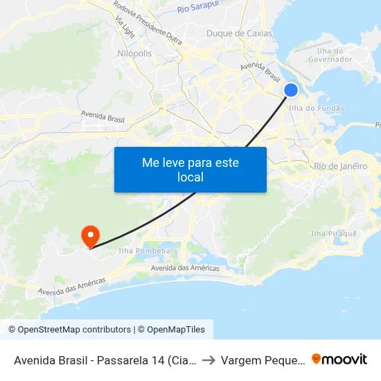 Avenida Brasil - Passarela 14 (Ciaga) to Vargem Pequena map