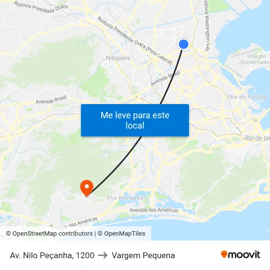 Av. Nilo Peçanha, 1200 to Vargem Pequena map