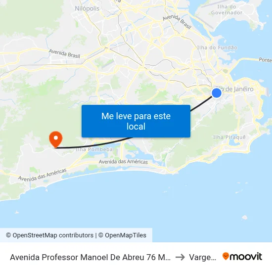 Avenida Professor Manoel De Abreu 76 Maracanã Rio De Janeiro - Rio De Janeiro 20550 Brasil to Vargem Pequena map
