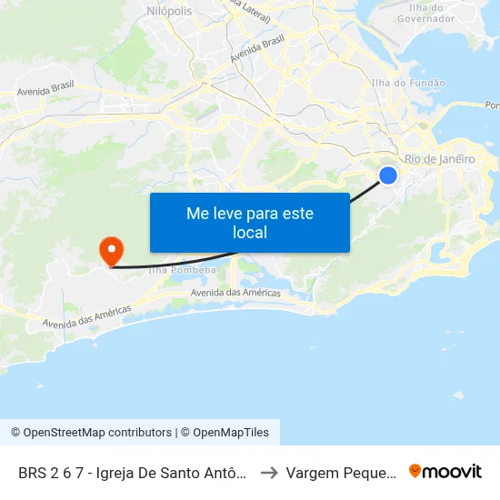 BRS 2 6 7 - Igreja De Santo Antônio to Vargem Pequena map
