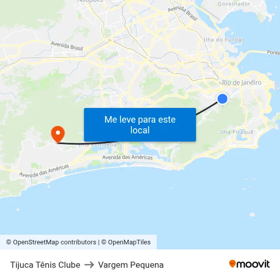 Tijuca Tênis Clube to Vargem Pequena map