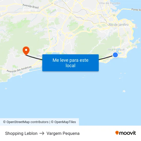 Shopping Leblon to Vargem Pequena map