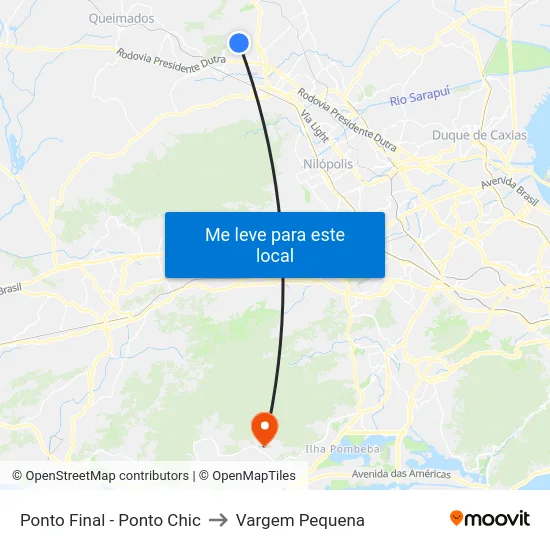 Ponto Final - Ponto Chic to Vargem Pequena map