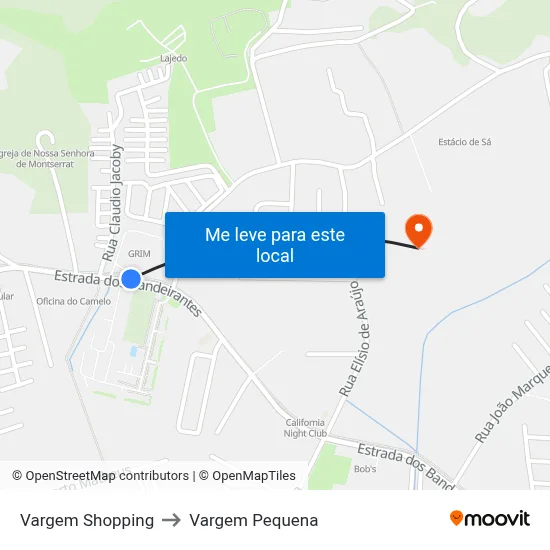Vargem Shopping to Vargem Pequena map