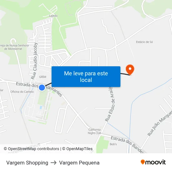 Vargem Shopping to Vargem Pequena map