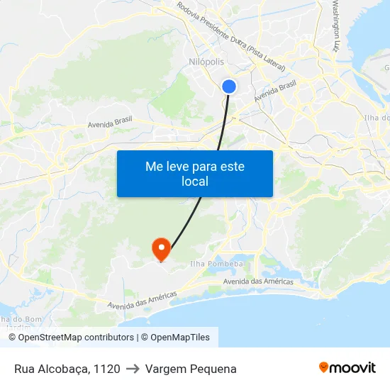 Rua Alcobaça, 1120 to Vargem Pequena map