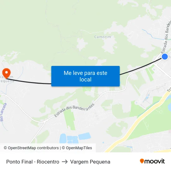 Ponto Final - Riocentro to Vargem Pequena map
