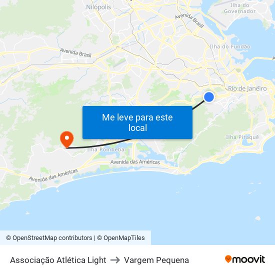 Associação Atlética Light to Vargem Pequena map