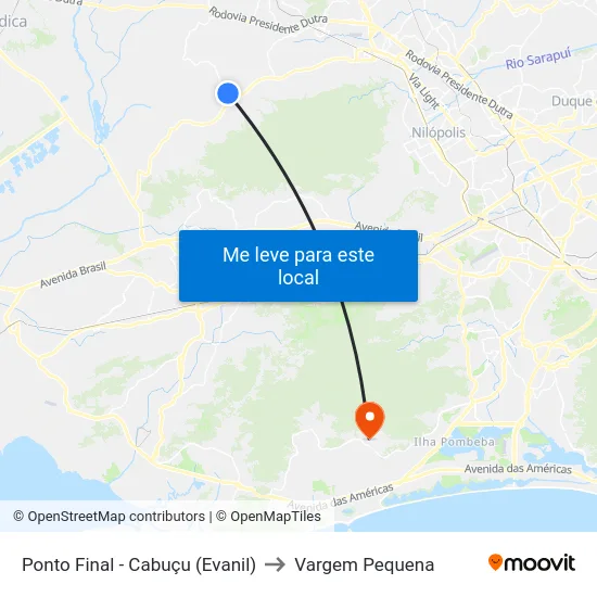 Ponto Final - Cabuçu (Evanil) to Vargem Pequena map