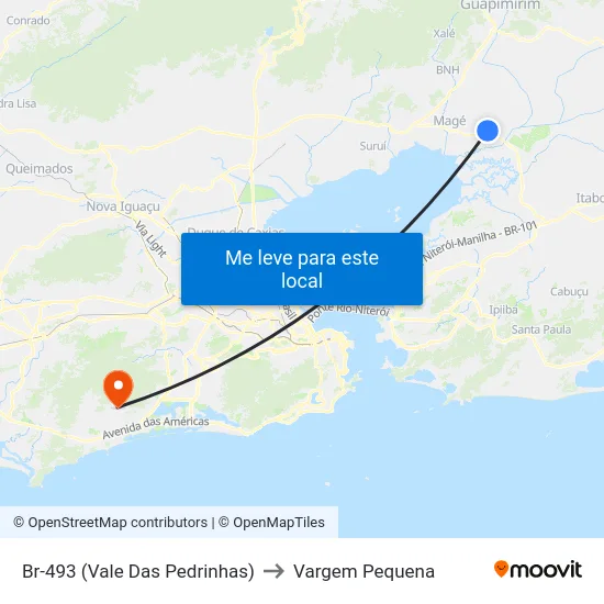Br-493 (Vale Das Pedrinhas) to Vargem Pequena map
