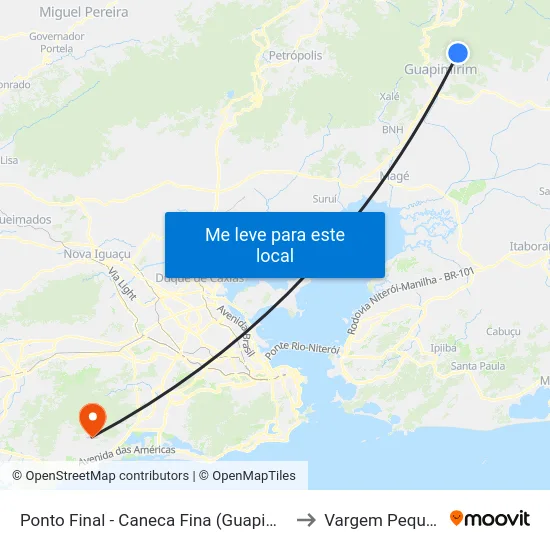 Ponto Final - Caneca Fina (Guapimirim) to Vargem Pequena map