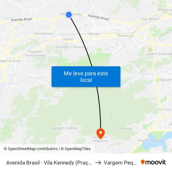 Avenida Brasil - Vila Kennedy (Praça Miami) to Vargem Pequena map
