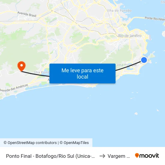 Ponto Final - Botafogo/Rio Sul (Unica-Fácil / Free Bus - Tursan) to Vargem Pequena map