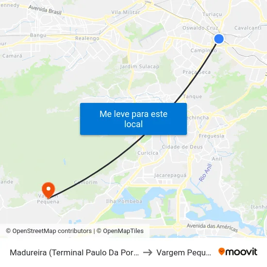 Madureira (Terminal Paulo Da Portela) to Vargem Pequena map