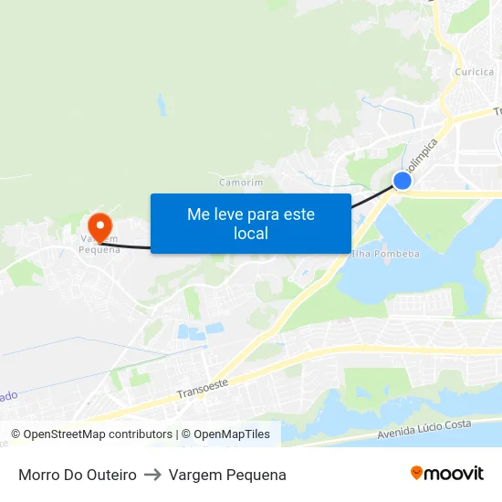 Morro Do Outeiro to Vargem Pequena map
