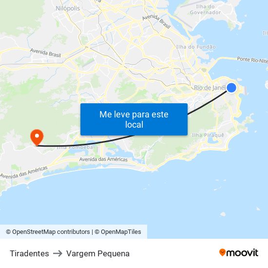 Tiradentes to Vargem Pequena map