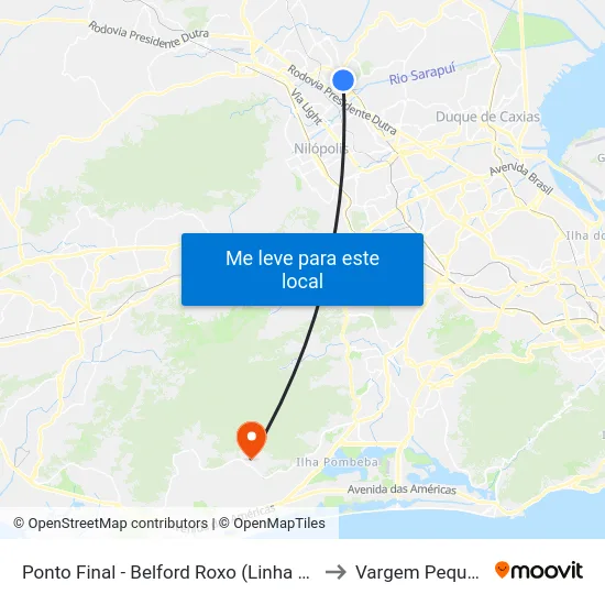 Ponto Final - Belford Roxo (Linha 400t) to Vargem Pequena map