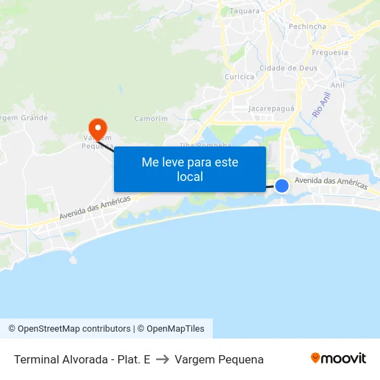 Terminal Alvorada - Plat. E to Vargem Pequena map