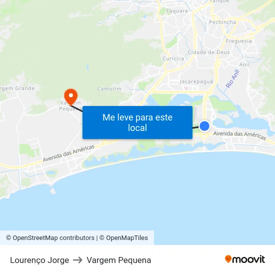 Lourenço Jorge to Vargem Pequena map