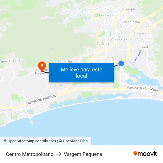Centro Metropolitano to Vargem Pequena map