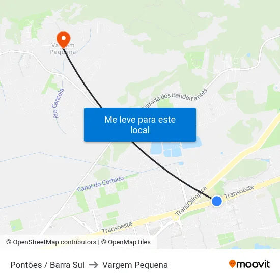 Pontões / Barra Sul to Vargem Pequena map