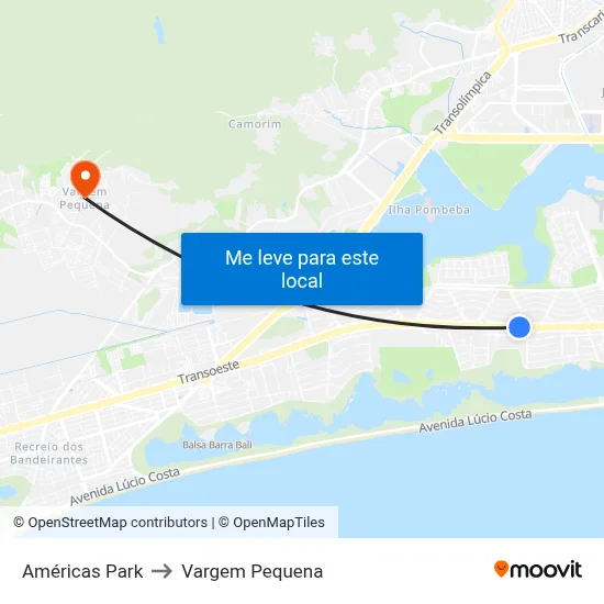 Américas Park to Vargem Pequena map