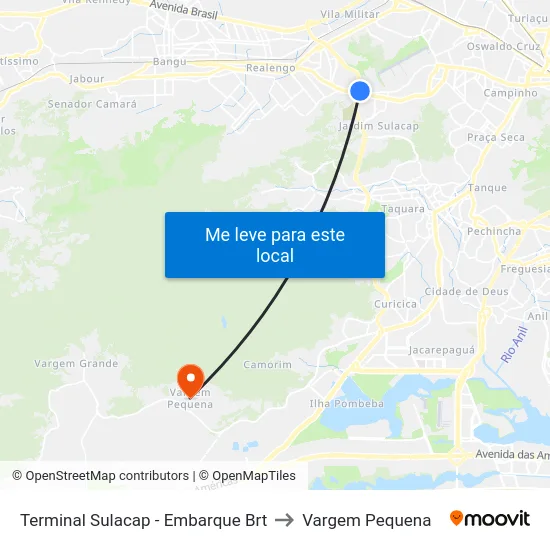 Terminal Sulacap - Embarque Brt to Vargem Pequena map