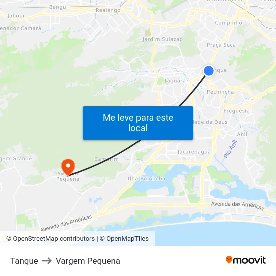 Tanque to Vargem Pequena map