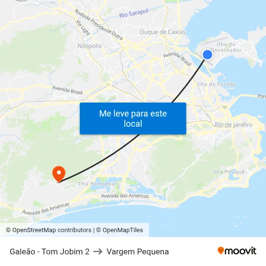 Galeão - Tom Jobim 2 to Vargem Pequena map