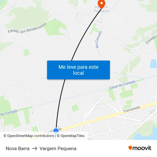 Nova Barra to Vargem Pequena map