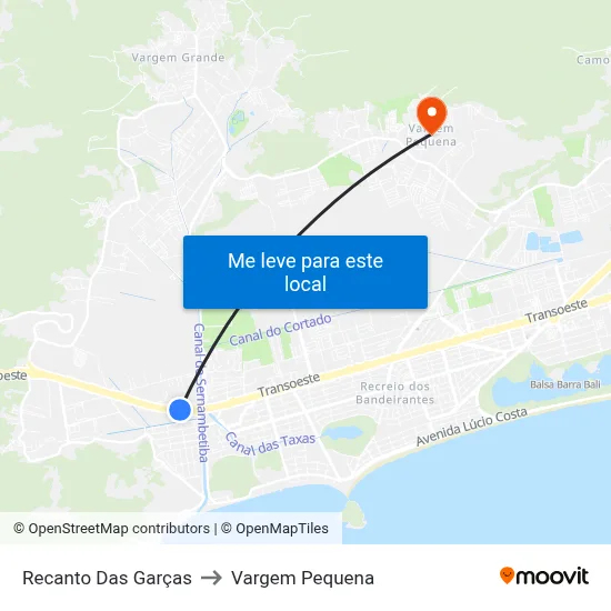 Recanto Das Garças to Vargem Pequena map