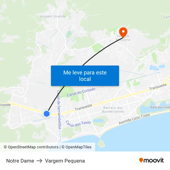 Notre Dame to Vargem Pequena map