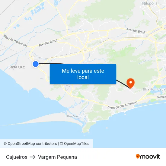 Cajueiros to Vargem Pequena map