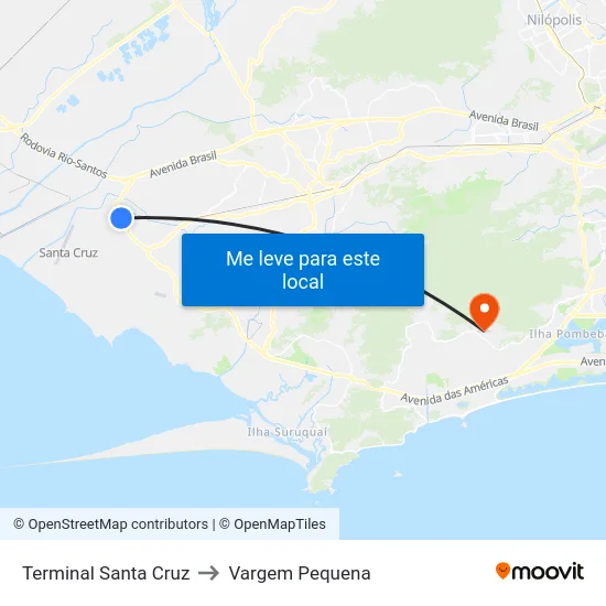 Terminal Santa Cruz to Vargem Pequena map