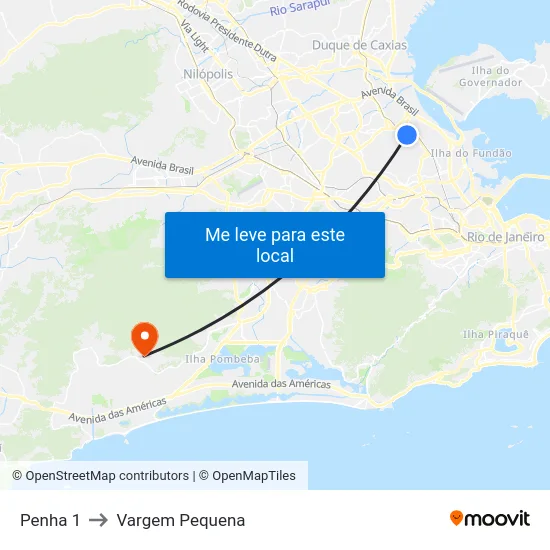 Penha 1 to Vargem Pequena map