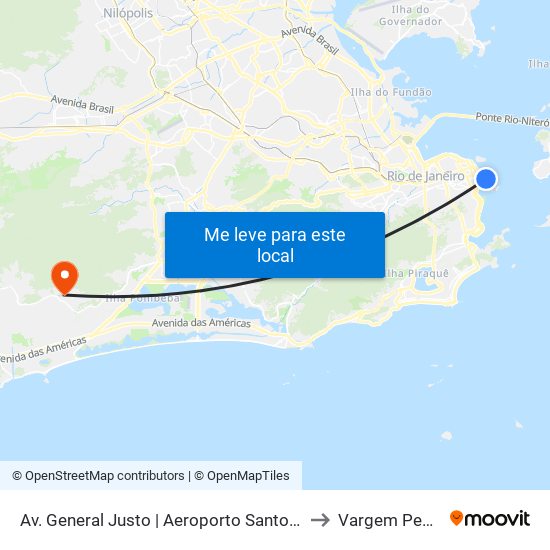 Av. General Justo | Aeroporto Santos Dumont ✈ to Vargem Pequena map