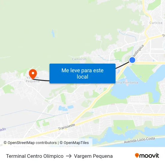 Terminal Centro Olímpico to Vargem Pequena map