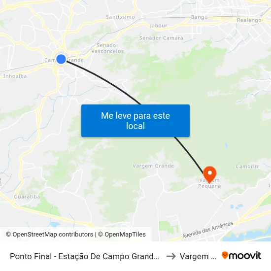 Ponto Final - Estação De Campo Grande (Linhas 822, 842, 869 E 893) to Vargem Pequena map